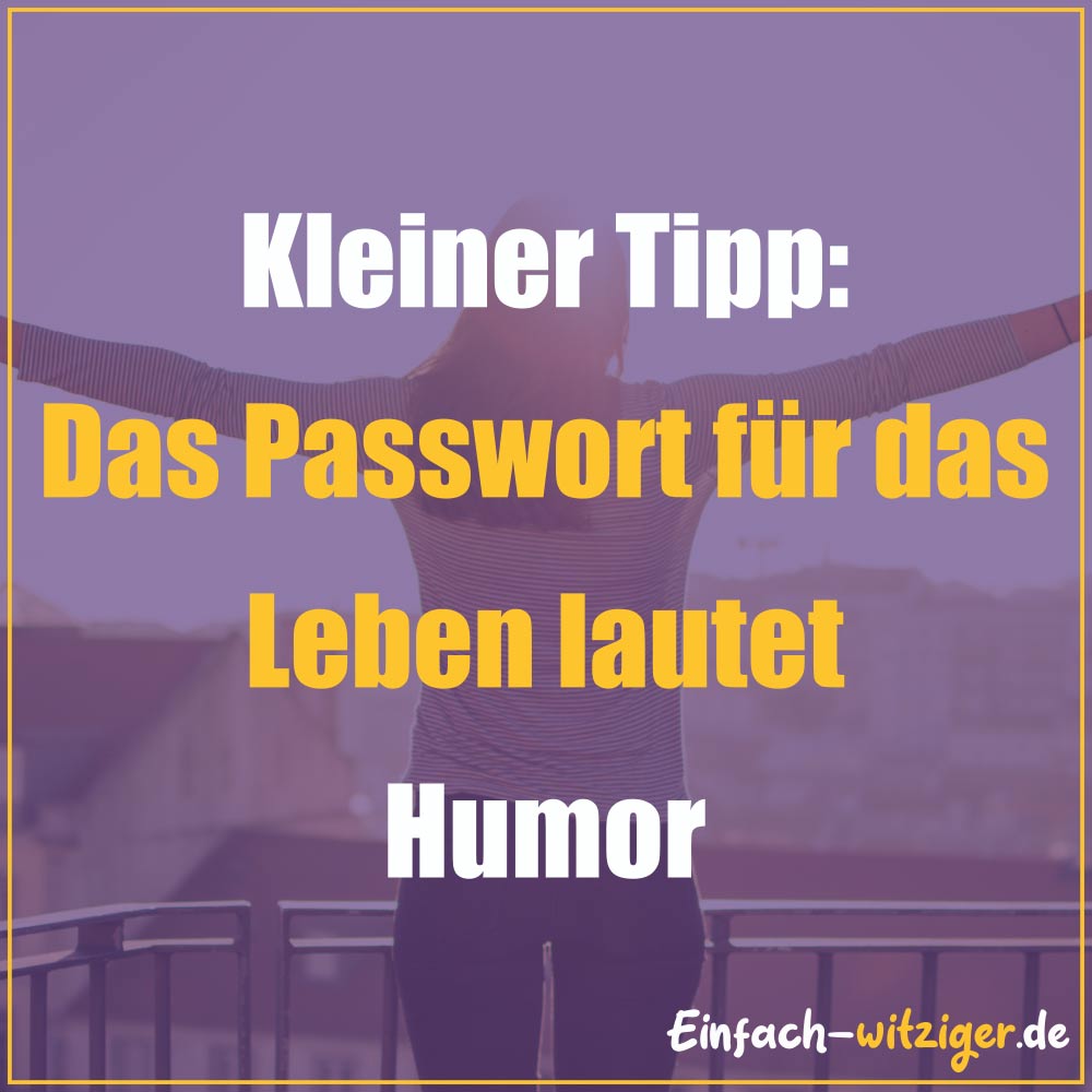 Coole Sprüche und gute Sprüche Weise Sprüche: Kleiner Tipp: Das Passwort für das Leben heißt Humor!