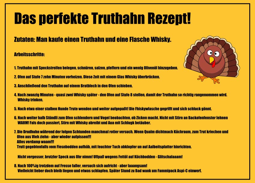 Das perfekte Truthahn Rezept! Witze zum Totlachen