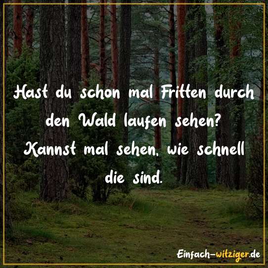 Hast du schon mal Fritten durch den Wald laufen sehen? Kannst mal sehen, wie schnell die sind.